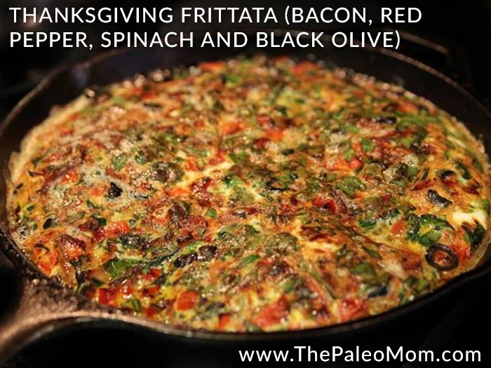 Thanksgiving Frittata Bacon, Red Pepper, Spinach and Black Olive