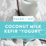 pictures of yogurt, straining yogurt with text overlay
