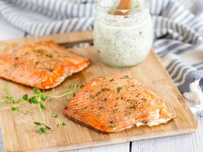 Broiled Salmon with Dill Caper Sauce
